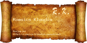 Romsics Klaudia névjegykártya